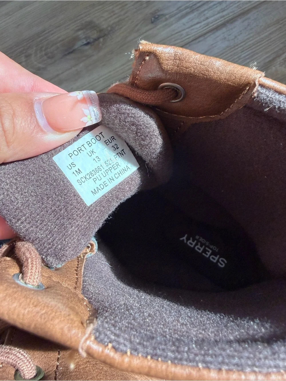 Sperry Kids Brown Leather and Navy Blue Duck Boots